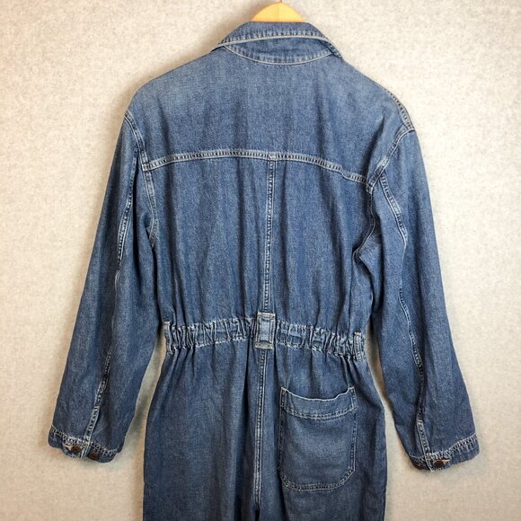 Etica Zeta Denim Long Sleeve Zip Up Jumpsuit Size Large - Picture 7 of 8